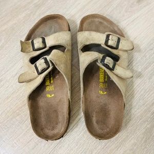 Arizona Suede Leather Taupe Birkenstocks